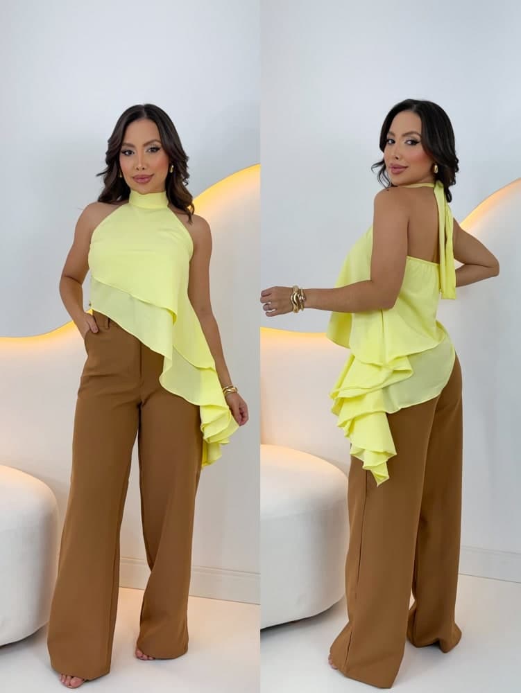 Blusa Eloá Assimétrica em Crepinho Cd0030