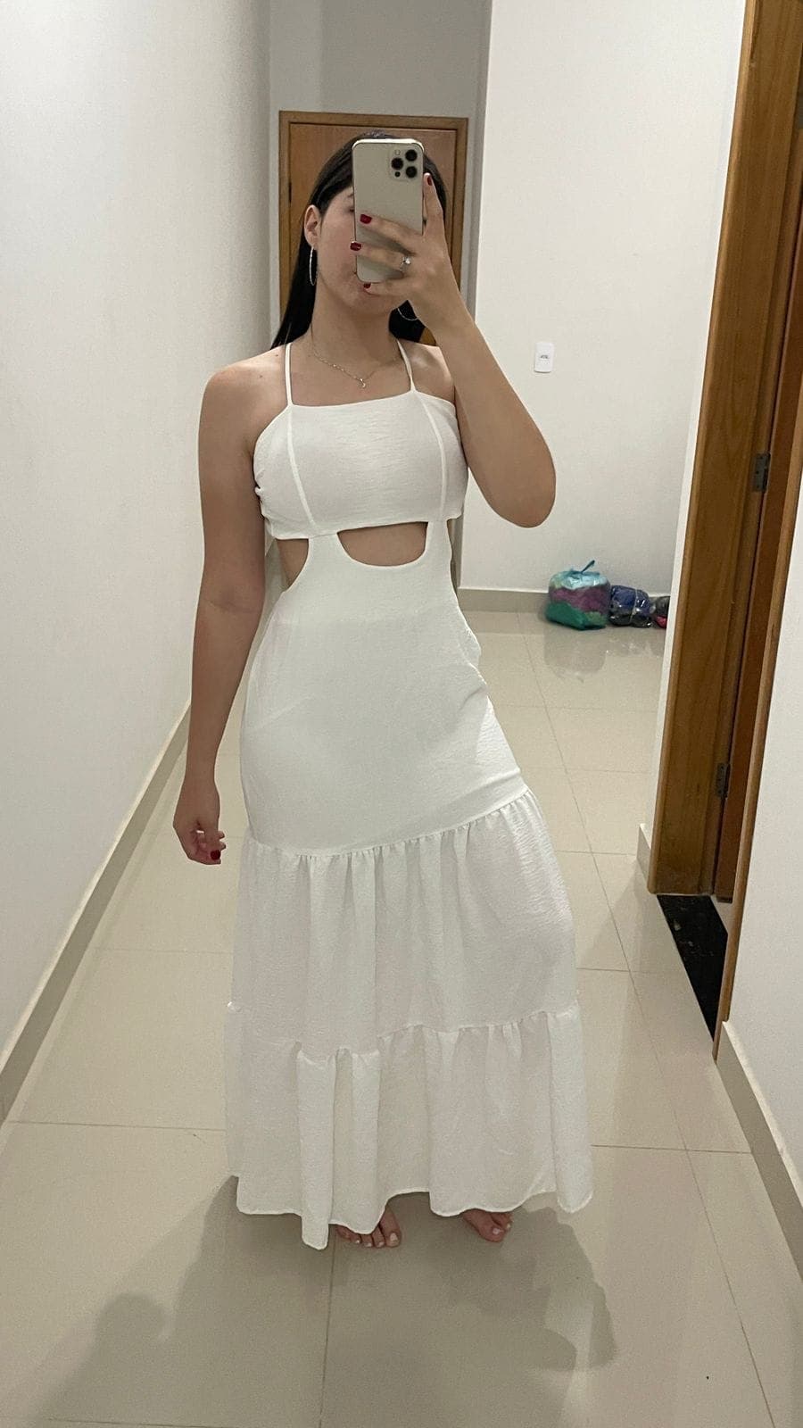 Vestido longo palhacinho  Tecido crepe