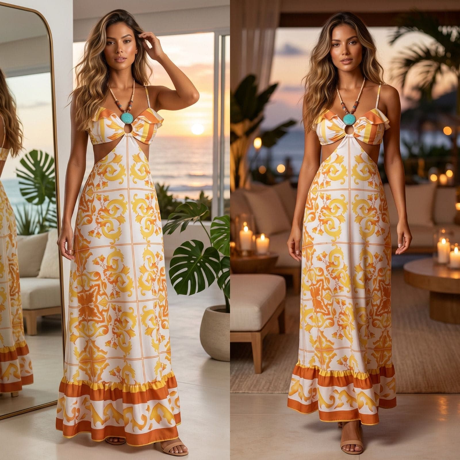 Vestido longo alça  Tecido crepe