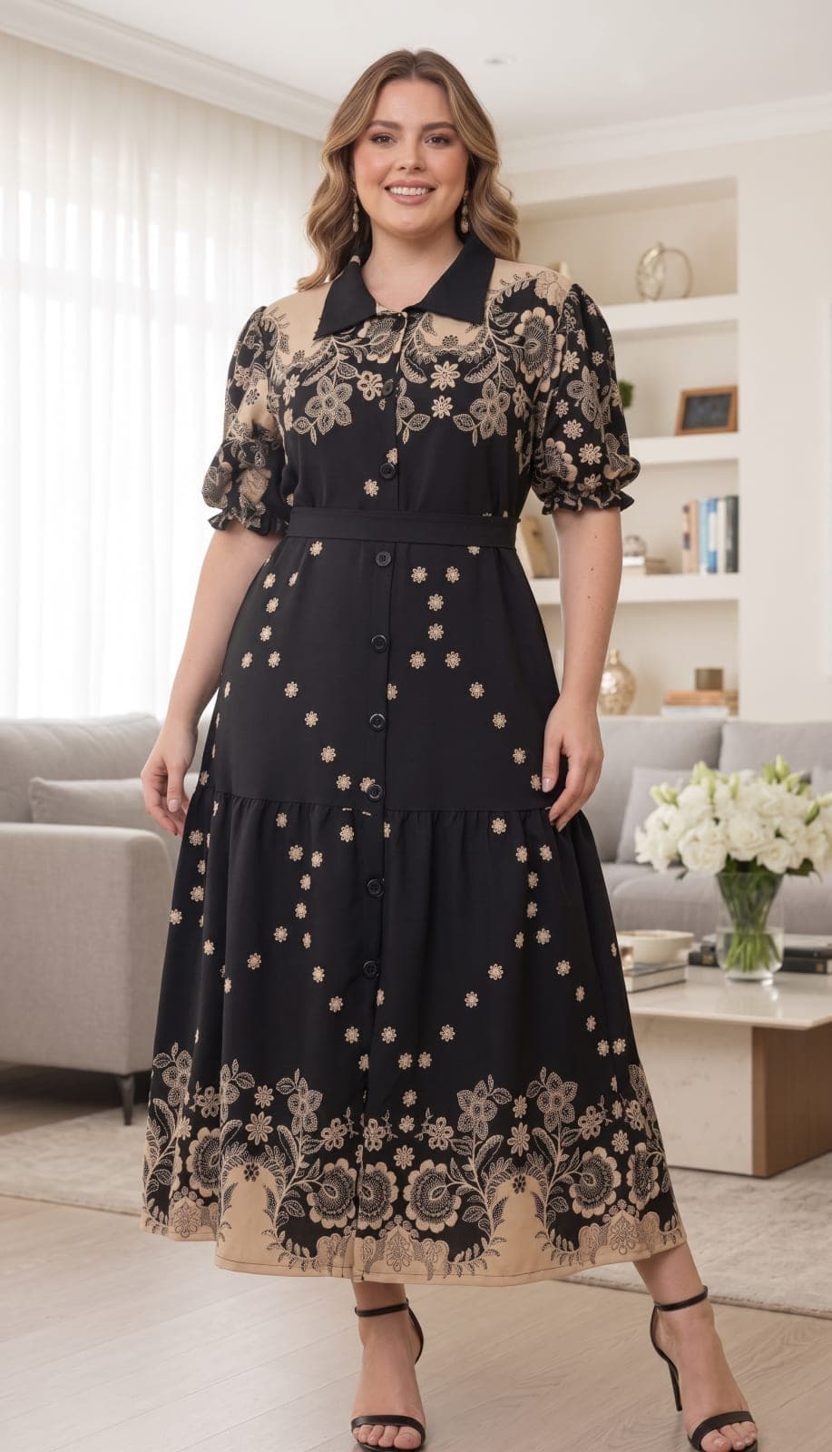 Vestido longo bordado
